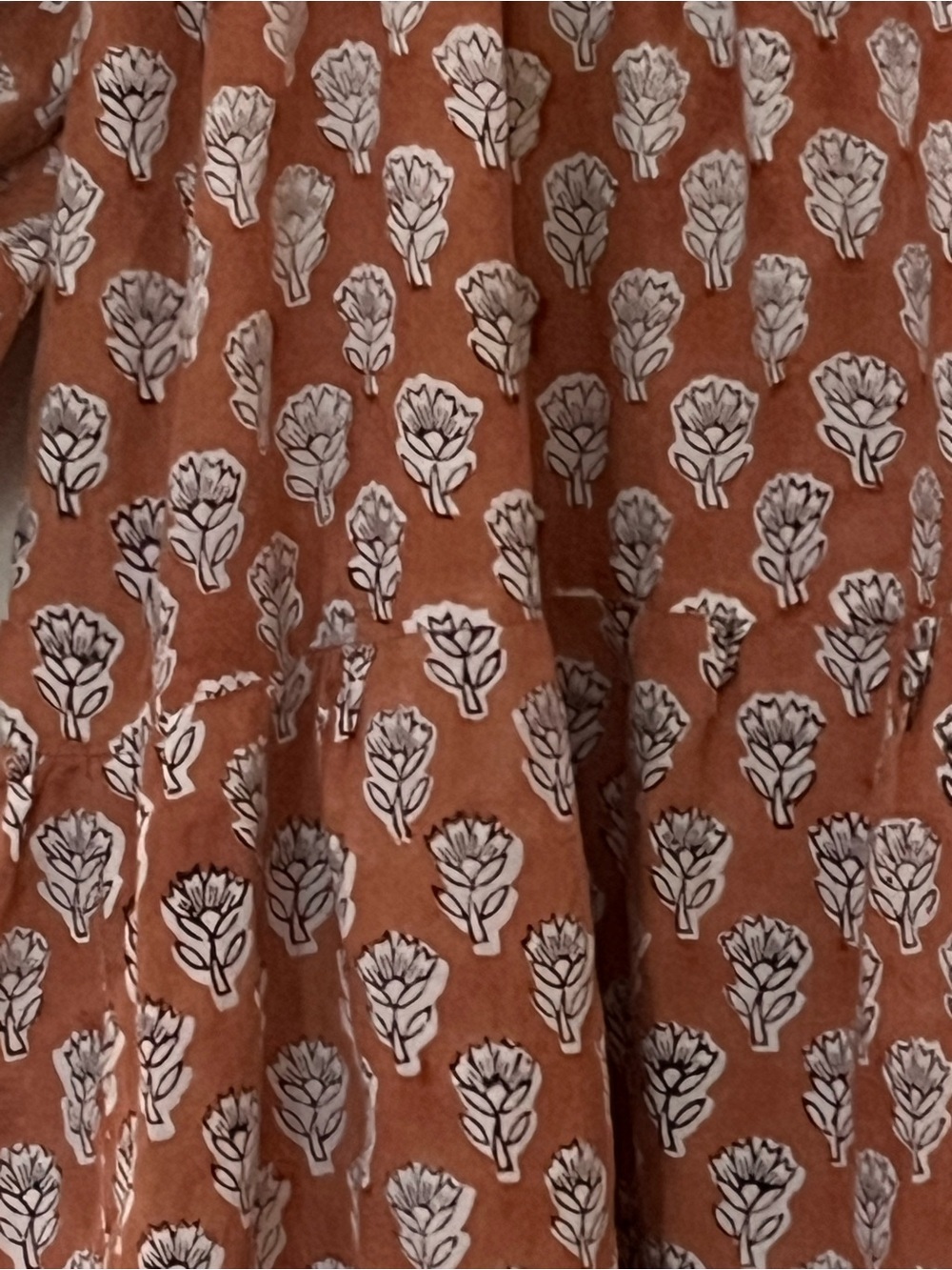 SOLD Karni Hand Block Printed Indian Floral Cotton Dress Free Size (3X) - Picture 6 of 8